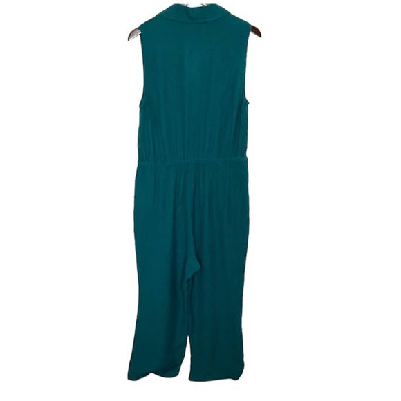 Soft Surroundings Women's Rio Jumpsuit Size PL Green Blue V Neck Gauze Pockets - Picture 10 of 11